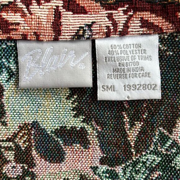 1990’s Cat Tapestry Collared Overcoat with Large Pockets and Metal   Buttons Bla - Picture 7 of 11